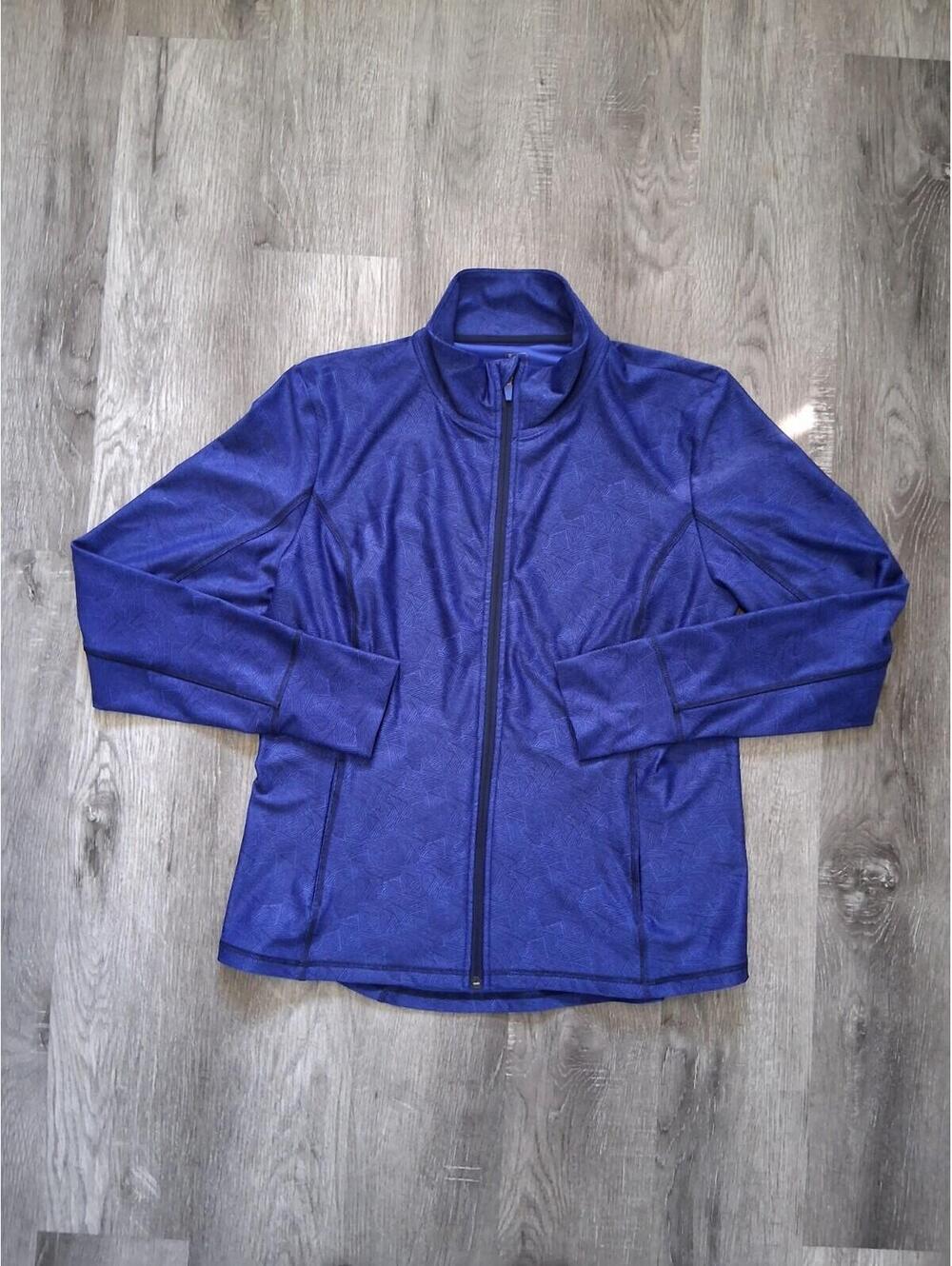 Mondetta Woman's XL Blue And Black All Over Print Full Zip Athletic Jacket